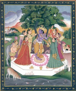 The Gopis adoring Sri Krishna
