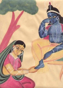Sri Radha worships Shyamsundar's feet
